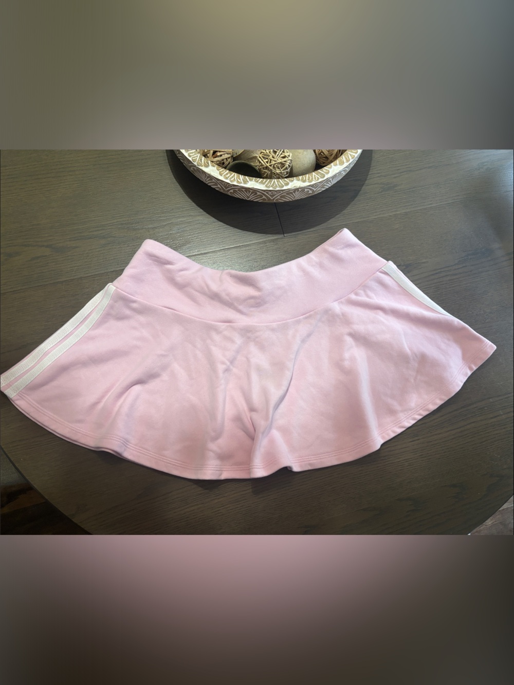 adidas Light Pink Tennis Skirt with White Side Stripes
